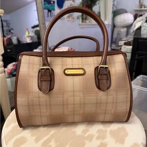 liz claiborne y2k tartan plaid brown tan purse